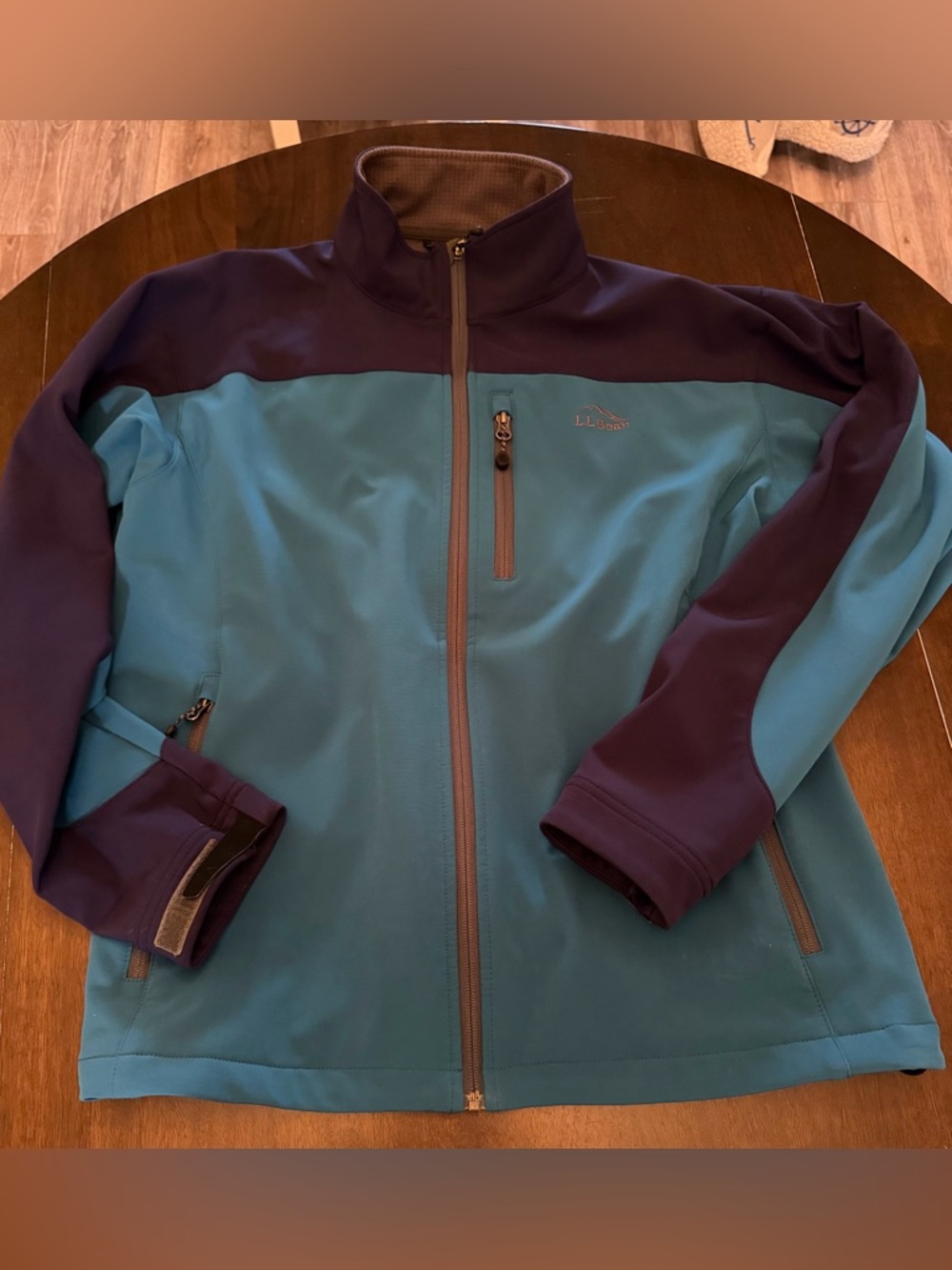 L.L.Bean Blue and Purple Men's Jacket with Contrasting Trim